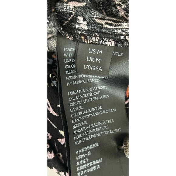 Maeve Black Floral Print Long Sleeve Mini Dress Size Med - Picture 10 of 10